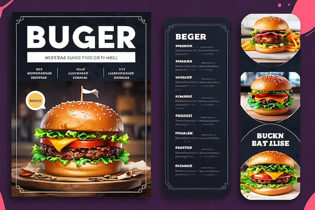 Photo un délicieux menu de hamburgers et d'aliments sur instagram et facebook