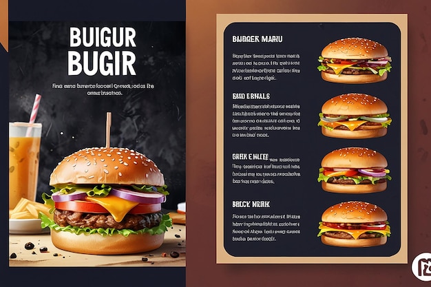 Photo un délicieux menu de hamburgers et d'aliments sur instagram et facebook