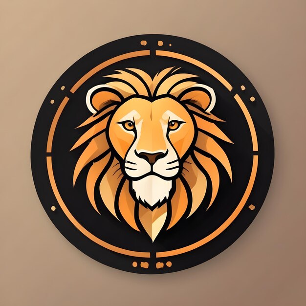 Photo design du logo vectoriel de la tête de lion majestueux noir et blanc