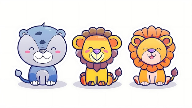 Photo un dessin animé de trois lions avec un lion sur le dos