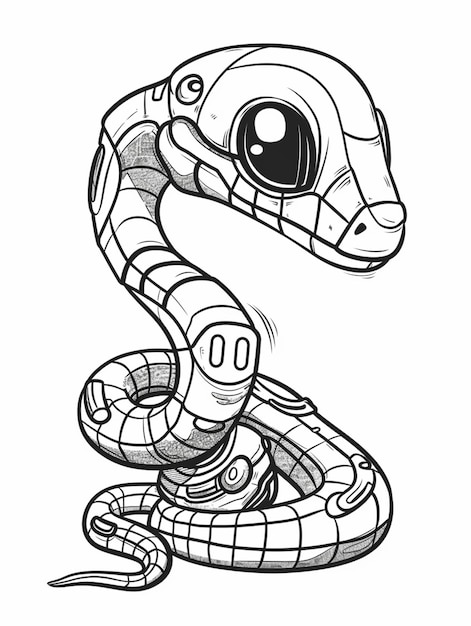 Photo un dessin d'un serpent avec un casque sur la tête