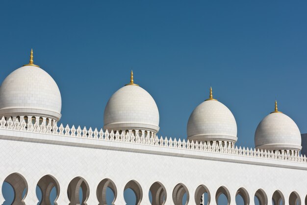 Photo détail de la célèbre mosquée blanche sheikh zayed à abu dhabi, émirats arabes unis