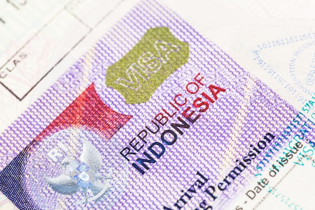 Photo détail du visa indonésien 2014 sur passeport