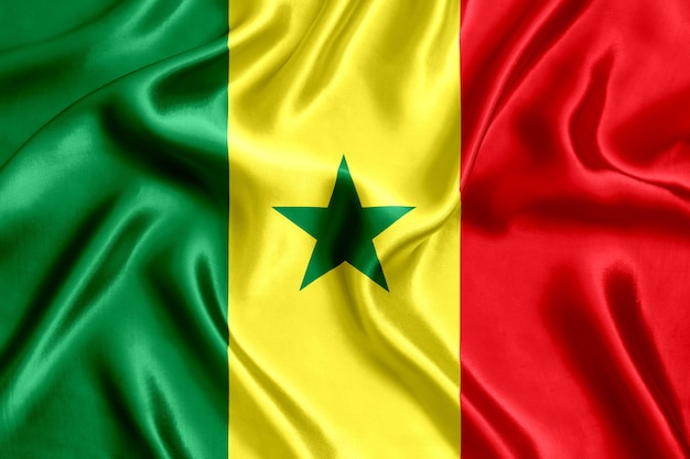 Drapeau Sénégal gros plan de soie