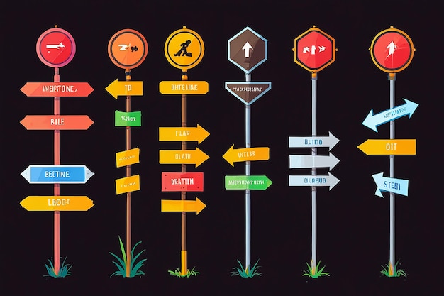 Photo ensemble de conception de vecteurs de signes directionnels