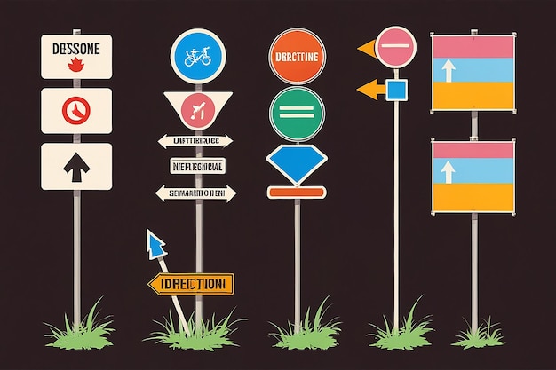 Photo ensemble de conception de vecteurs de signes directionnels