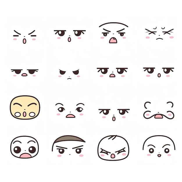 Photo un ensemble de visages emoji