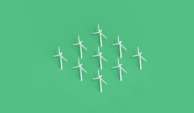 Éolienne motif de fond isométrique concept d'énergie verte rendu 3D