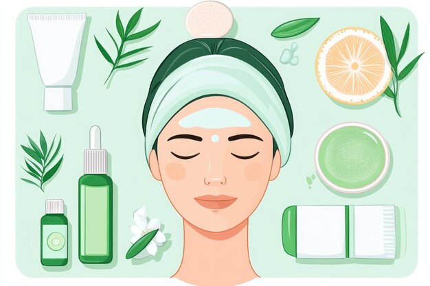 Photo essentiels de spa soins du visage relaxants avec des ingrédients verts naturels