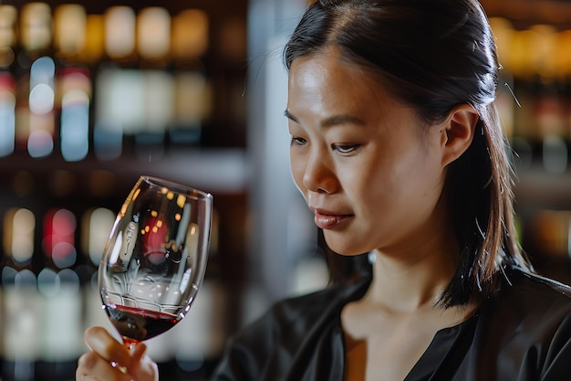 Photo une femme déguste du vin dans une cave