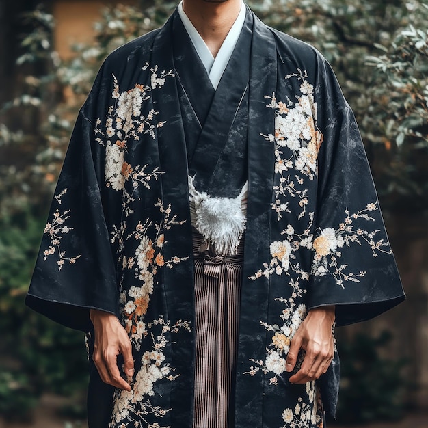 Photo une femme japonaise portant un kimono japonais traditionnel dans un jardin