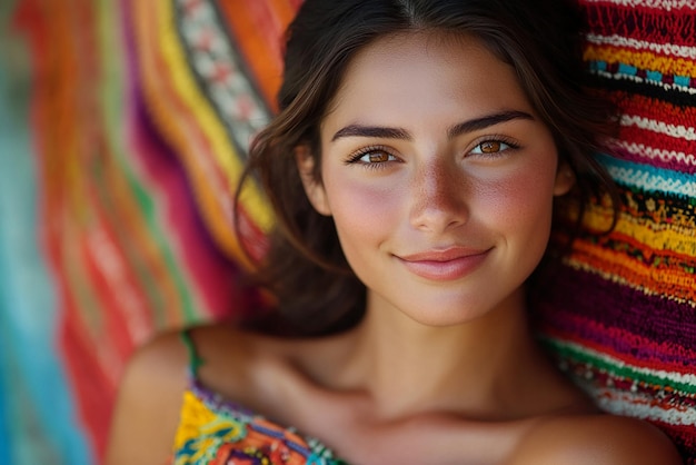 Photo une femme avec un sourire sur le visage