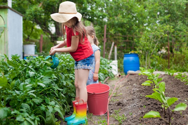 Photo une fille portant un chapeau dans le jardin.