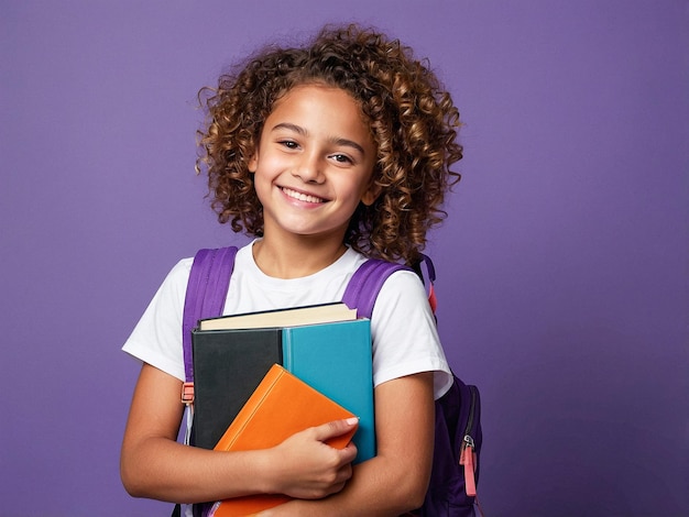 une fille avec un sac à dos et un livre qui dit le mot citation sur lui