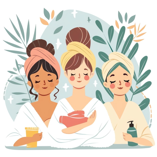 Photo des filles profitent d'une journée de spa avec des produits de beauté naturels