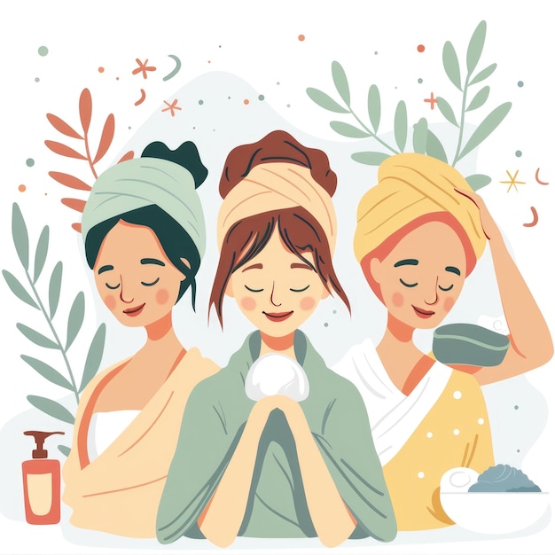 Photo des filles profitent d'une journée de spa avec des produits de beauté naturels