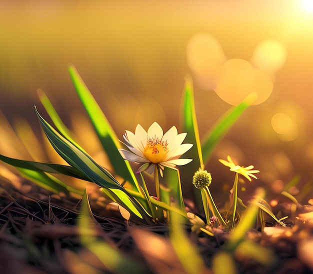 Fleurs de la nature dans la macro d'herbe