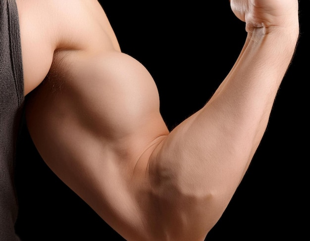 Photo flexion musculaire du bras représentant la force physique, la puissance et la forme physique