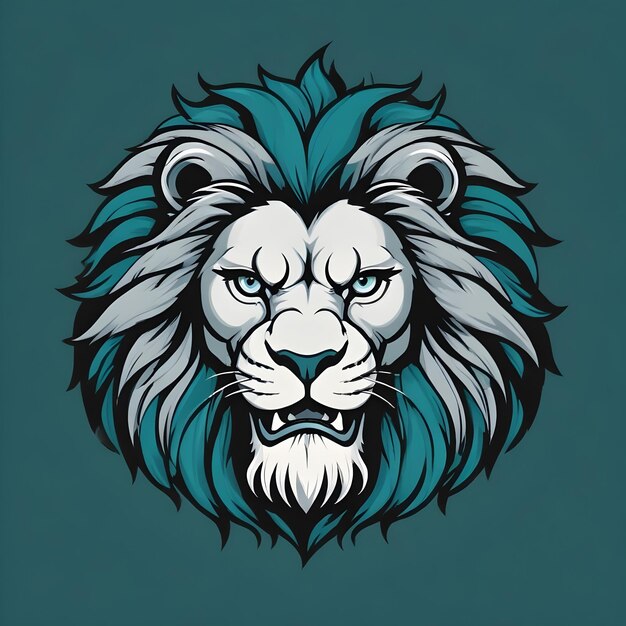 un fond bleu avec une tête de lion qui dit le nom dessus