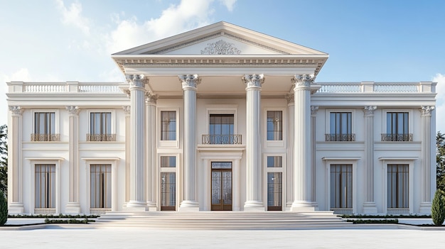 Photo un grand bâtiment avec des colonnes et des colonnes à l'avant