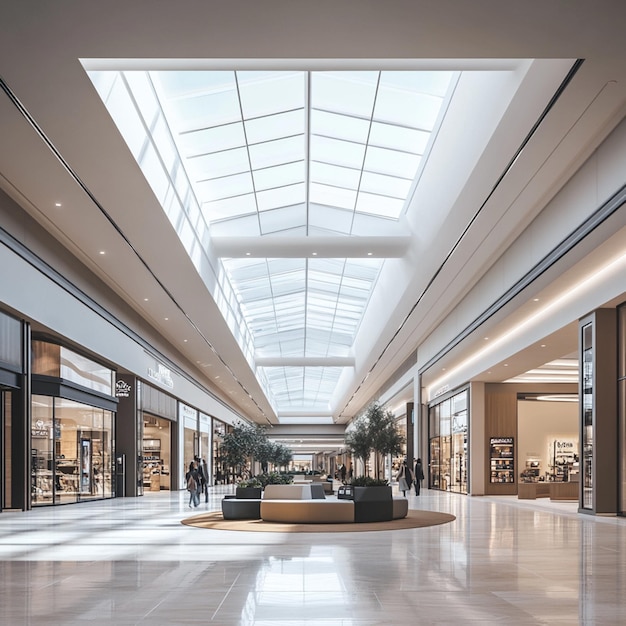 Photo un grand hall avec un grand plafond qui dit le nom du magasin