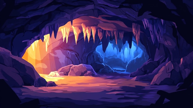 Photo une grotte avec une grotte de glace et une cascade