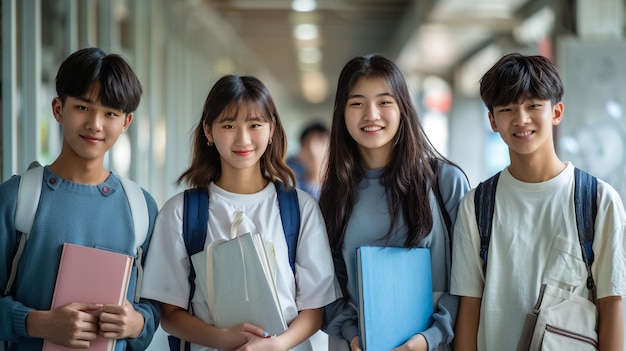 Photo un groupe d'étudiants avec un portant une chemise qui dit citation école citation