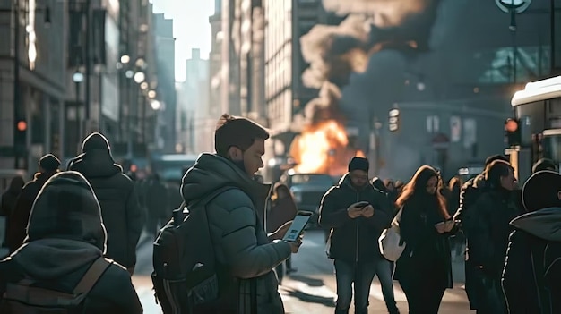 Photo un groupe de personnes marchant dans une rue