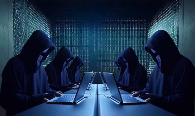 Photo hacker sans visage concept d'organisation ou d'association de groupe de hackers