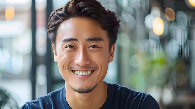 Photo un homme avec une barbe souriant et souriant