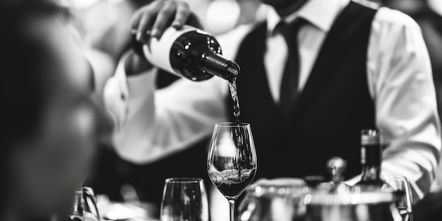 Photo un homme versant du vin dans un verre