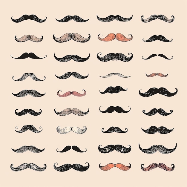 Photo icon de moustache signe hipster symbole de la fête des pères logo de barbier moustache humaine emblème de moustaches vintage