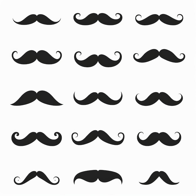 Photo icon de moustache signe hipster symbole de la fête des pères logo de barbier moustache humaine emblème de moustaches vintage