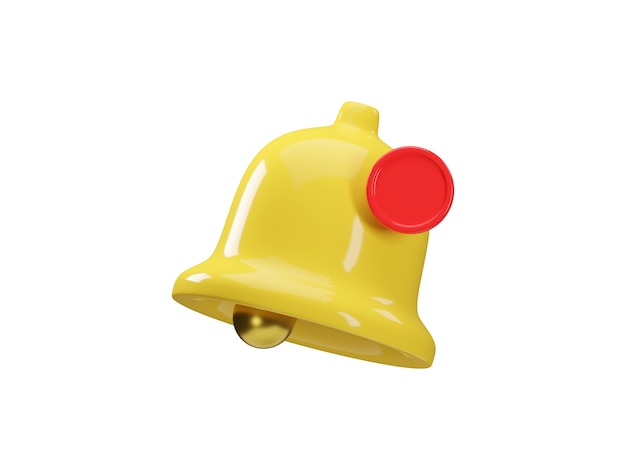 Icône de rendu 3D de cloche de notification jaune isolé sur fond blanc