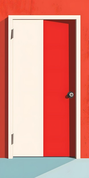 Photo illustration abstraite d'une porte ouverte avec un mur rouge