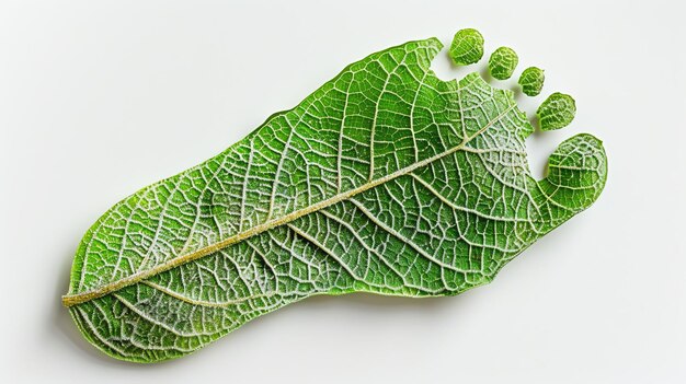 Photo une illustration d'une empreinte faite d'une feuille verte l'empreinte est sur un fond blanc