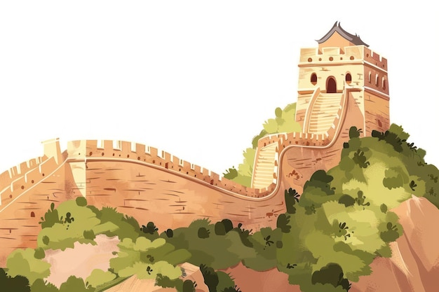 Photo illustration de la grande muraille de l'architecture chinoise construisant un château