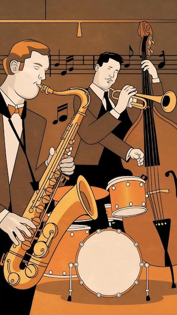 Photo illustration d'instruments de musique et de jazz