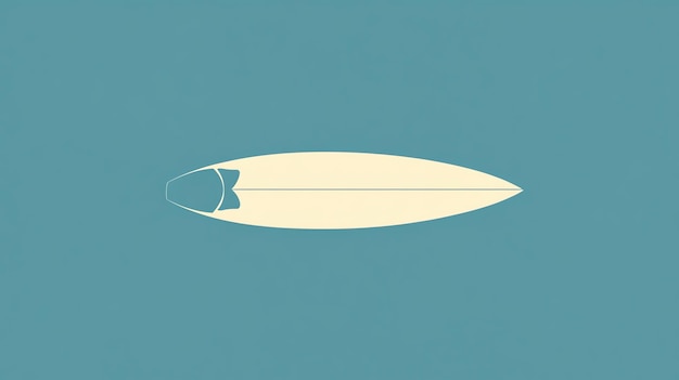 Photo illustration minimaliste d'une planche de surf sur un fond bleu