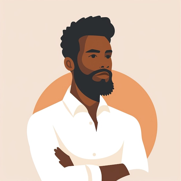 Photo une illustration numérique d'un homme noir avec une barbe portant une chemise blanche