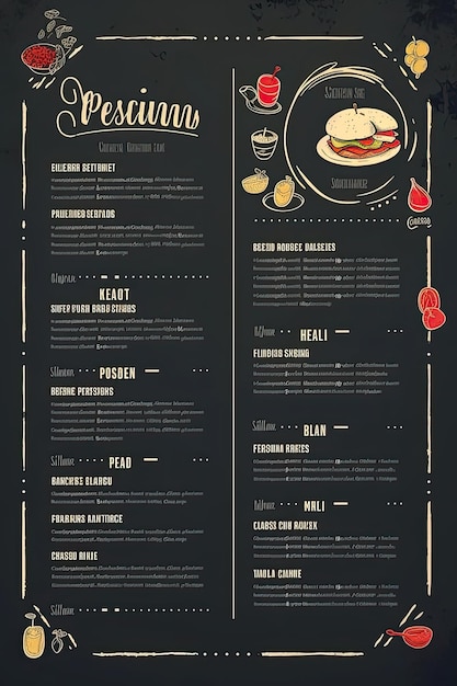 Photo une image d'un modèle de menu pour un restaurant