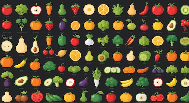 Photo une image d'une variété de fruits et légumes