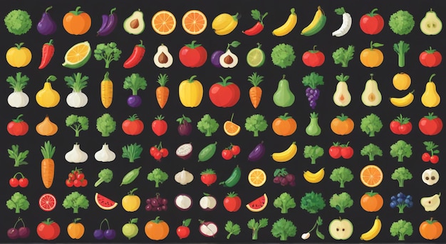 Photo une image d'une variété de fruits, y compris des légumes et des fruits