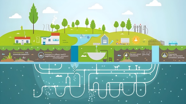 Photo infographie sur la gestion durable de l'eau conserver et protéger notre ressource la plus précieuse