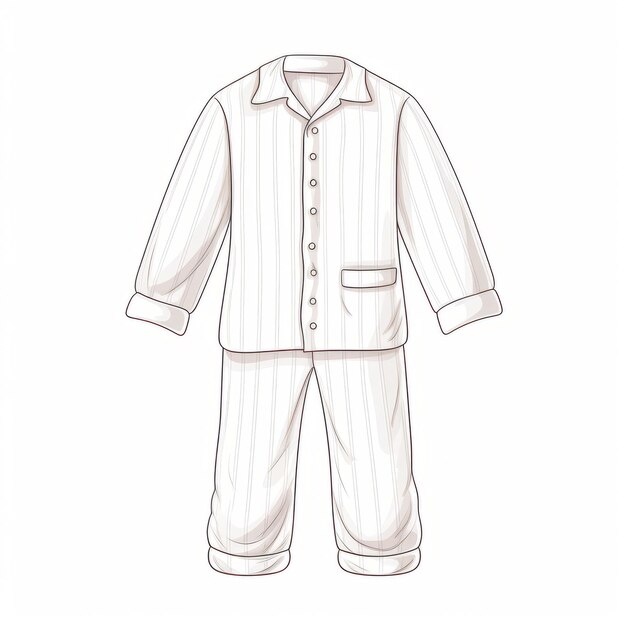 Photo joli jeu de pyjamas anglais texturé shading line drawing style cabincore élégance