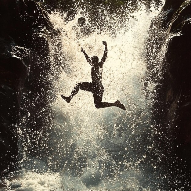 Photo jouer avec l'eau scène joyeuse et dynamique