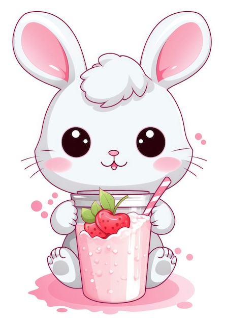 Le Kawaii Bunny Sipping Boba est un t-shirt au thé au lait à bulles.