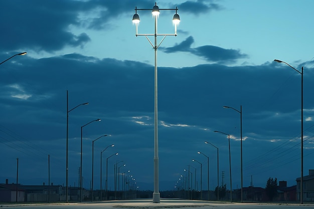 Lampe de rue sur le fond du ciel du soir avec des nuages Russie