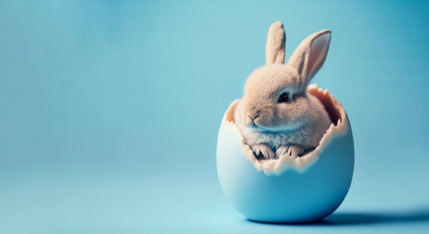 Lapin de pâques mignon à l'intérieur d'un œuf fêlé ai générative