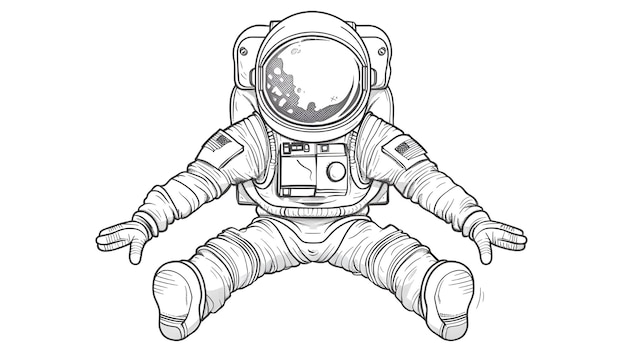 Livre de coloriage d'astronaute dessin en ligne illustration vectorielle objets séparés de l'espace éléments de conception de griffon dessinés à la main